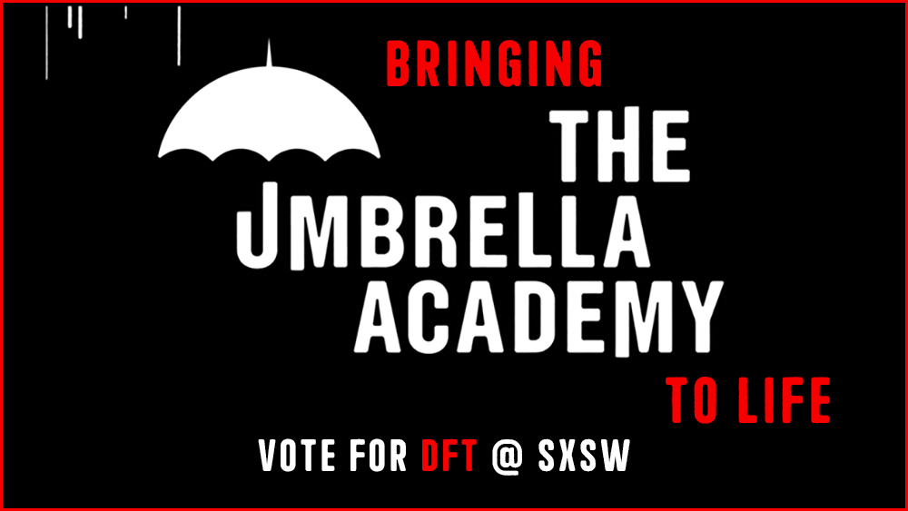 Umbrella Academy title card for SXSW voting.